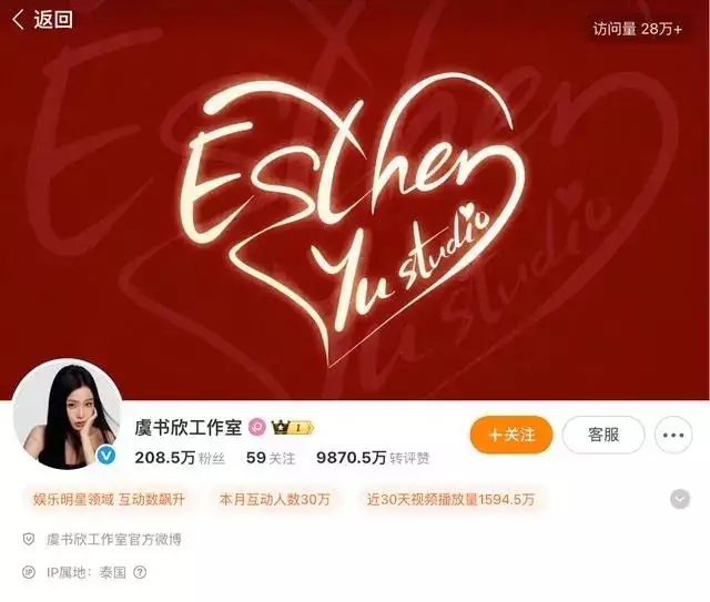 华策下线虞书欣页面，其工作室已注册多枚商标